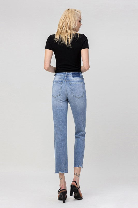 High Rise Crop Straight Jeans