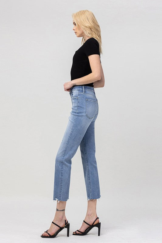 High Rise Crop Straight Jeans